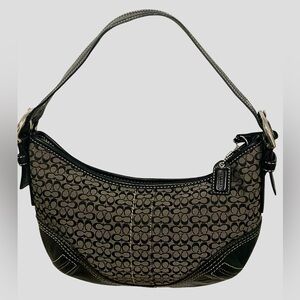 COACH Y2K Brown Leather  Canvas Signature Mini Soho Hobo Shoulder Bag F02154 EUC